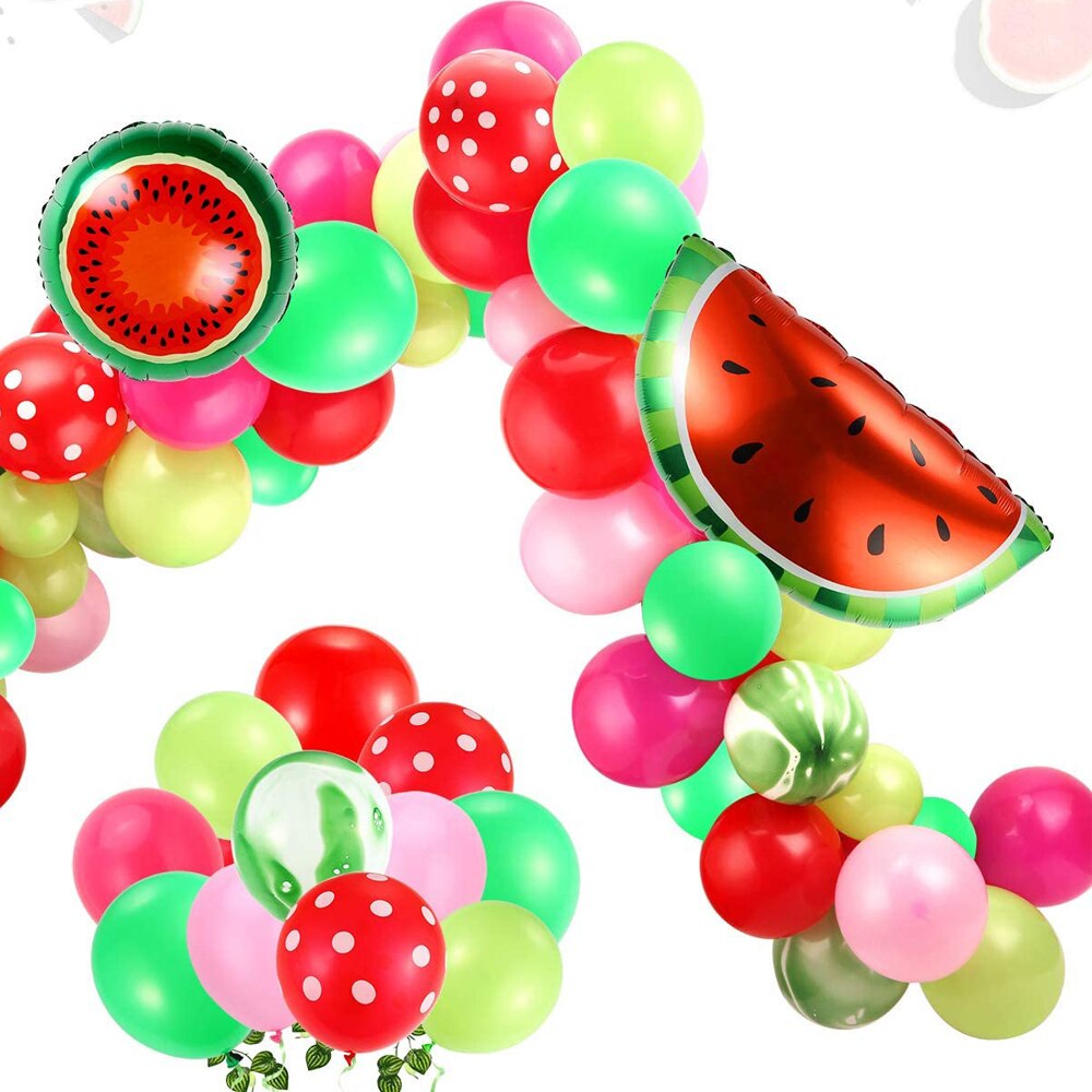 Watermelon Themed Birthday Party Decoration Balloon Garland Arch Kit Foil Balloons Girl Baby Shower Supplies Inflatable Decorations