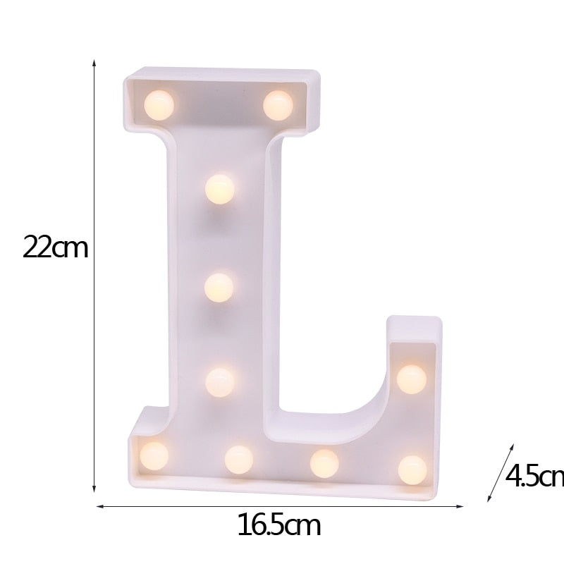 DIY LED Letter Numbers Night Light Wall Hanging Decoration Wedding Birthday Party Alphabet Digit Symbol Sign without Battery 