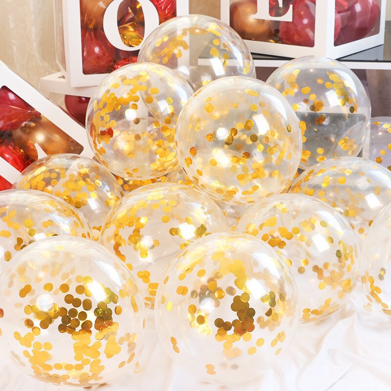 pcs Transparent Gold Star Round Confetti Latex Balloons Baby Shower Birthday Party Valentine's Day Wedding Decoration Globos 