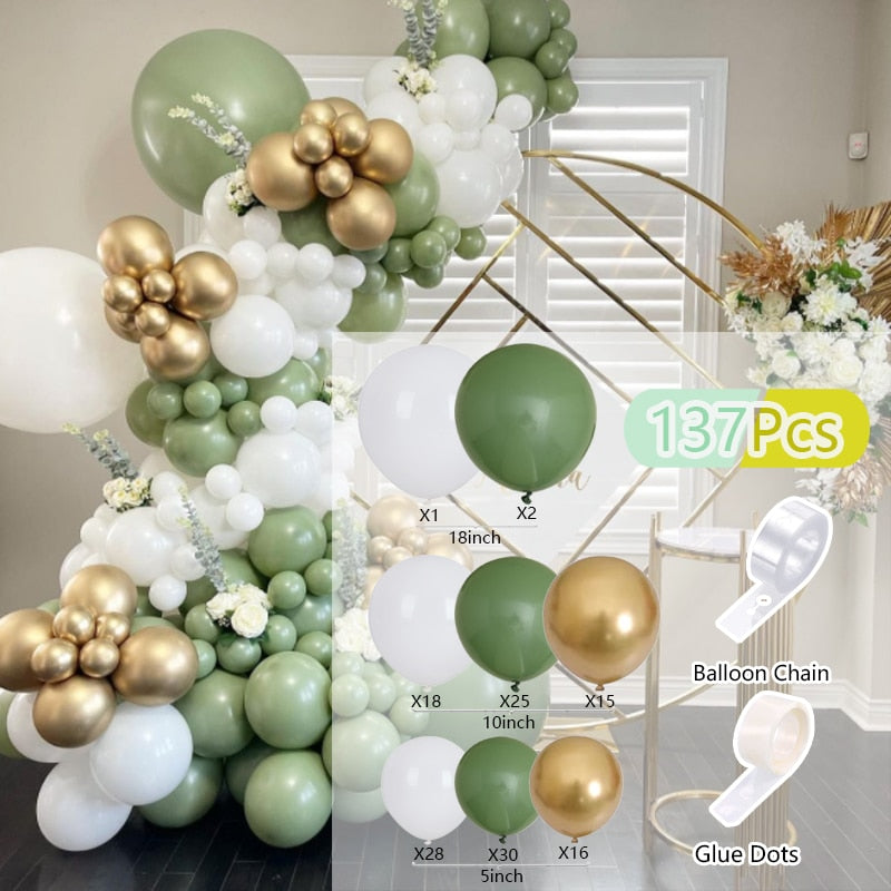 Balloons Arch Set Pink White Green Baloon Garland Baby Baptism Shower Balloon Kit Birthday Party Wedding Decoration 