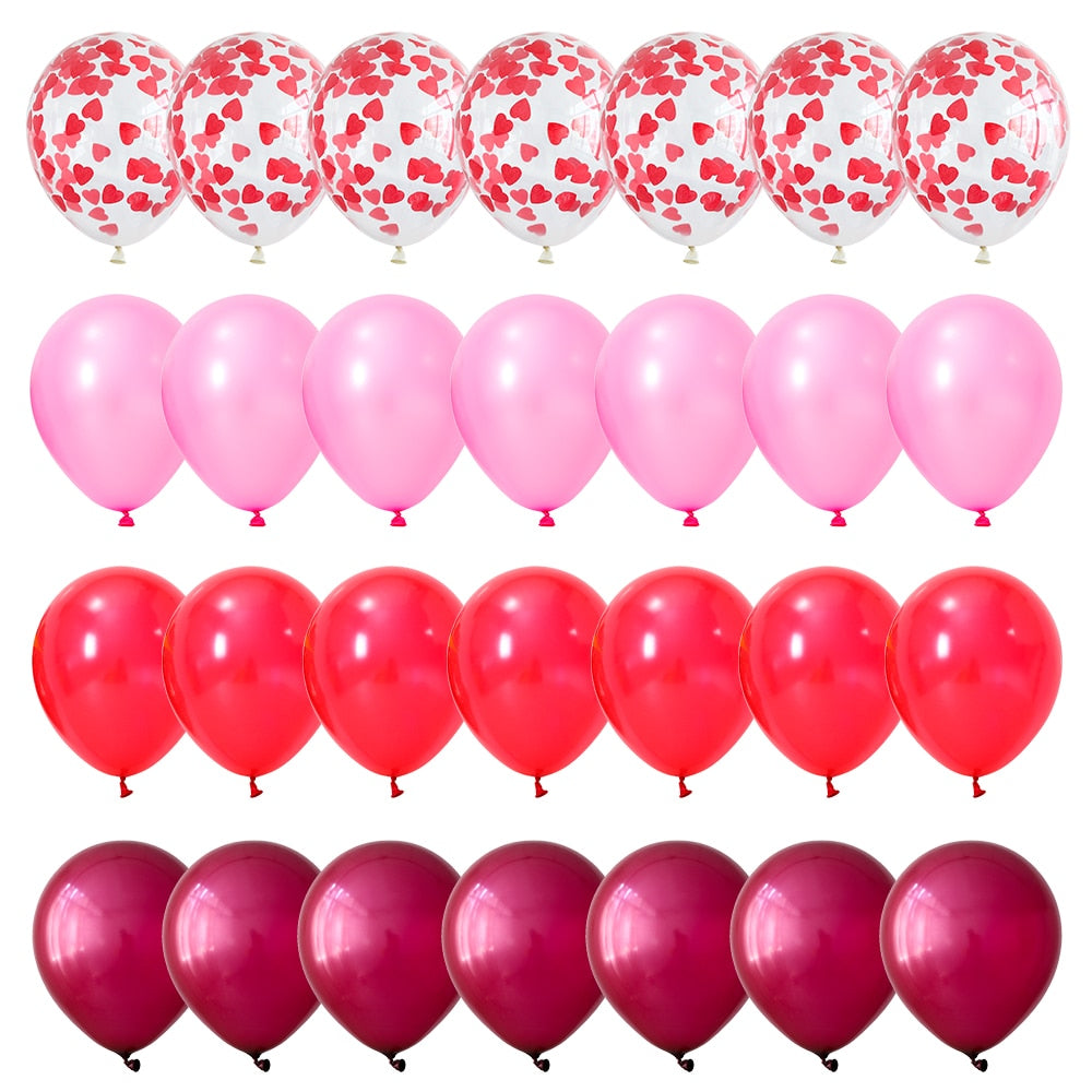 Pcs Inch Mix Red Pink Latex Balloons Heart Confetti Globos Wedding Destinations Valentine's Day Gifts Bride Party Supplies 