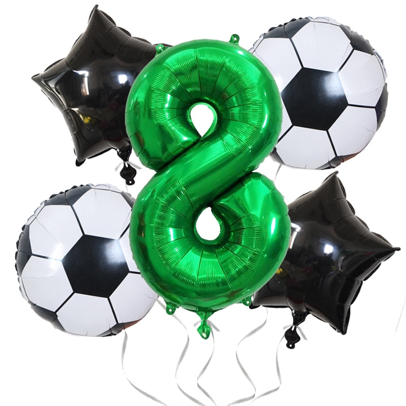 Football Balloons Birthday Party Decorations Foil Globos Kids Boy Cup Number Balloon Ball Soccer Sports Supplies 