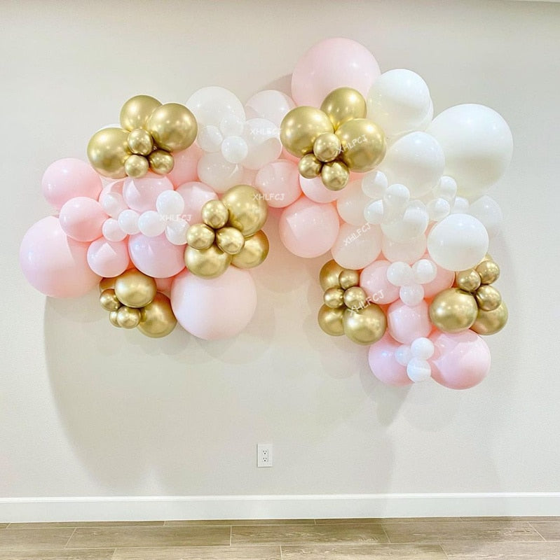 Balloon Garland Arch Kit Pcs Baby Pink White Gold Balloons Wedding Decoration Birthday Anniversary Party Backdrop Decor Globos Inflatable Decorations