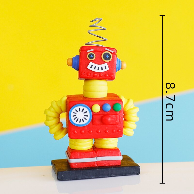 Cake Topper Baking  Punk City Mechanical Gear Birthday Card Plug-in Steam Robot Soft Pottery Doll Cake Decoration Party Supplies PartyDecorHQ