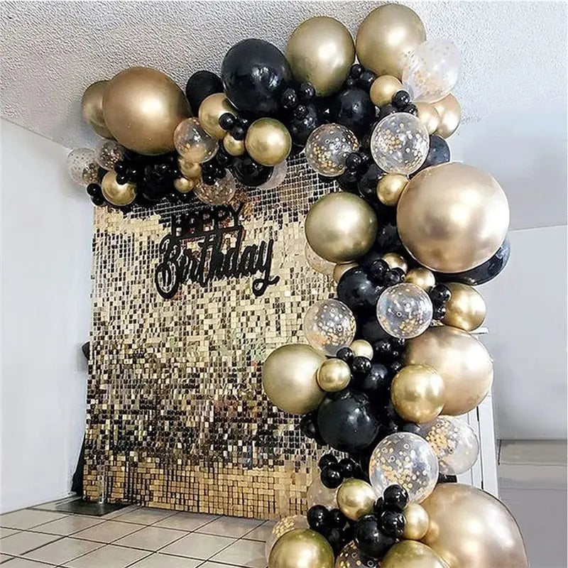 Black Gold Balloon Garland Arch Kit Confetti Latex th Birthday Party Adults Baby Shower New Year Decorations Inflatable