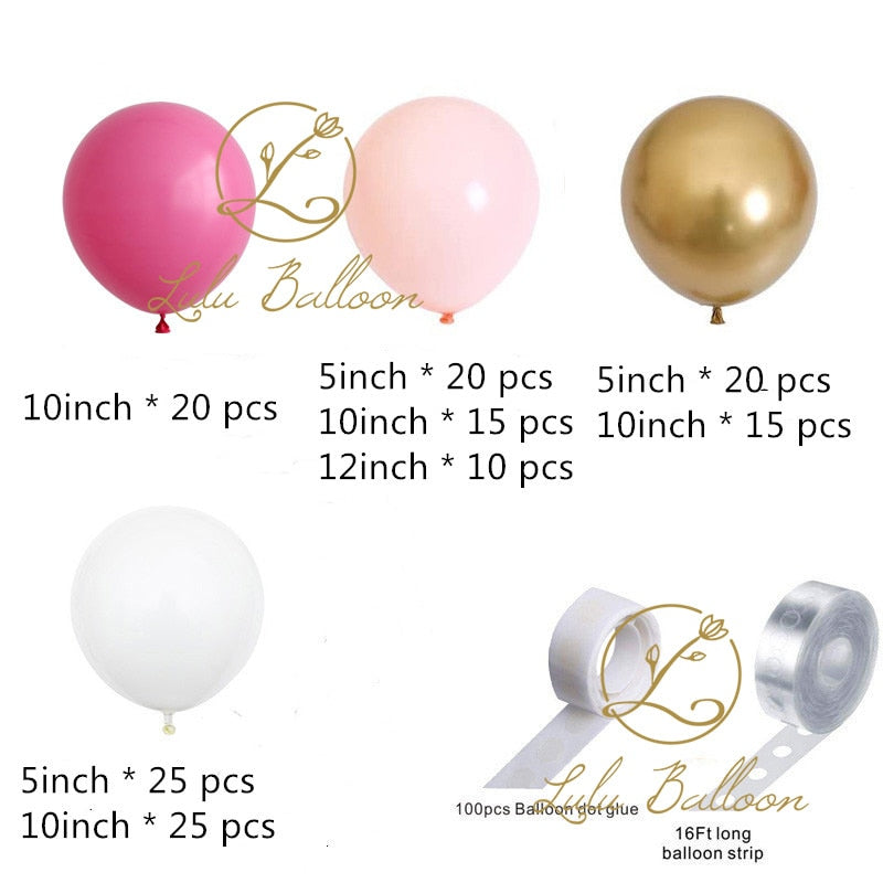 PCS Rose Pink Balloon Garland Arch Kit Chrome Gold Globos Baby Shower Valentine's Day Wedding Kid Birthday Decorations Inflatable Party