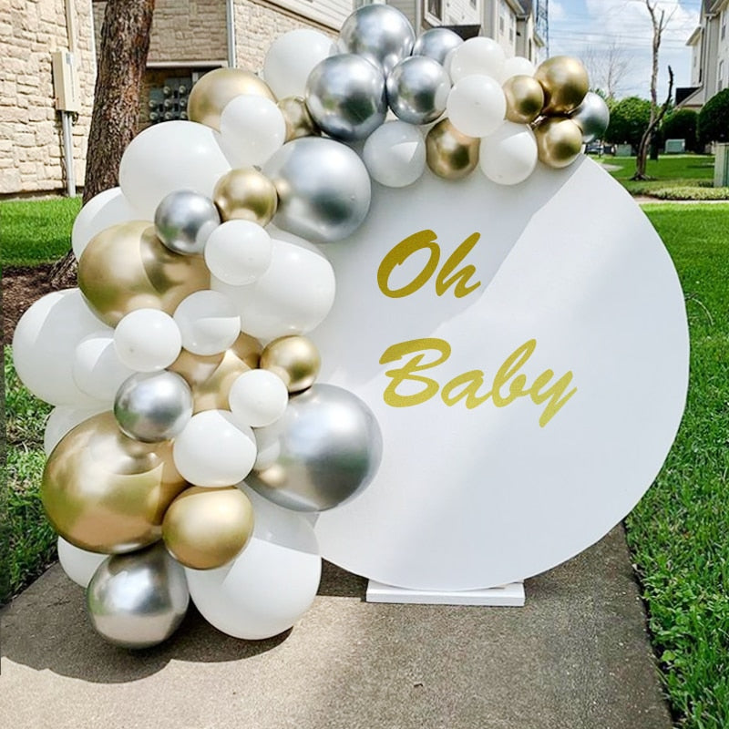 Balloons Arch Set White Gold Silver Balloon Garland Baby Baptism Shower Wedding Adult Child Birthday Party Decoration Inflatable Decorations