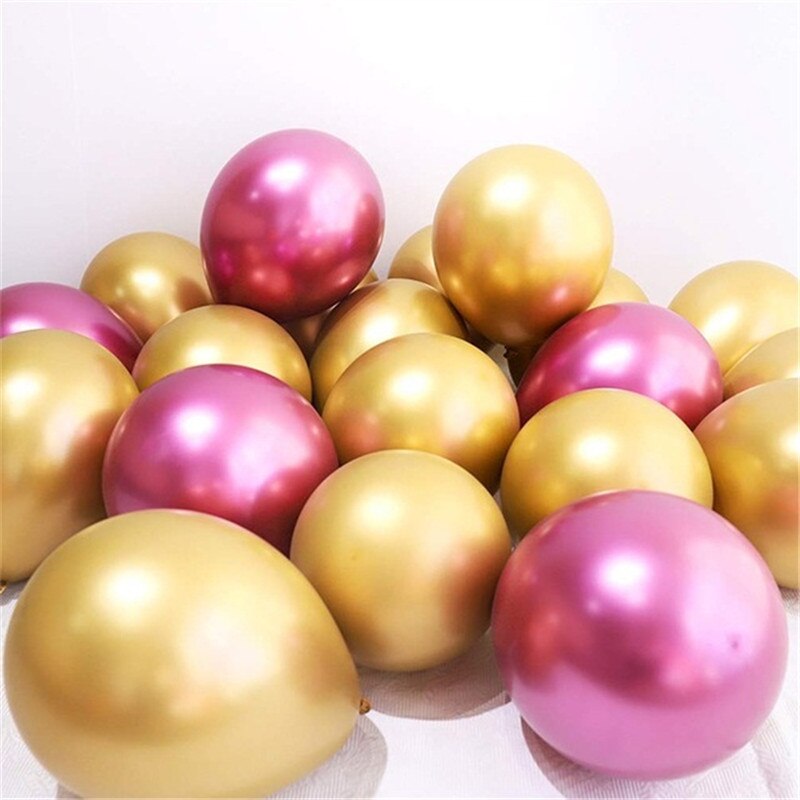 pcs inch Rose Gold Metallic Chrome Balloons Glossy Metal Latex Helium Balls Wedding Birthday Baby Shower Decorations 