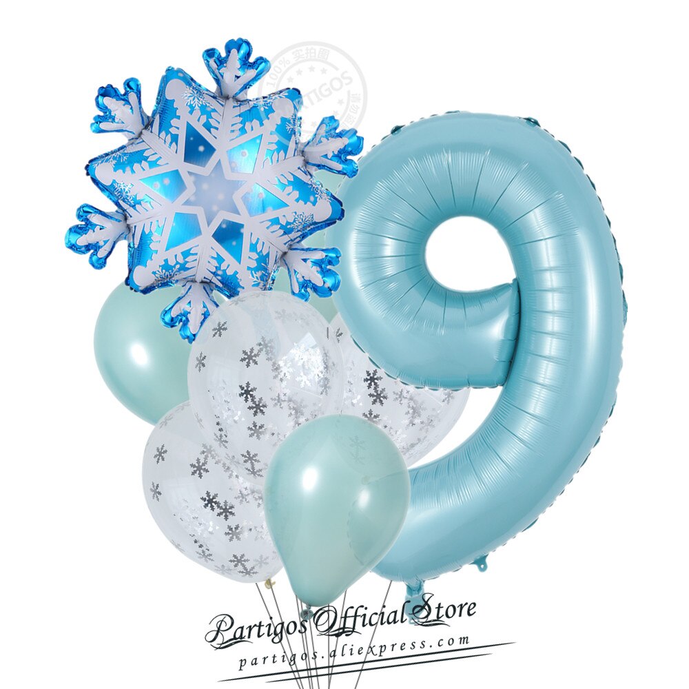 set Mix Snowflake Foil Balloons inch Ice blue number ballons Winter ice snow Party Birthday party Decoration Elsa Ballon 