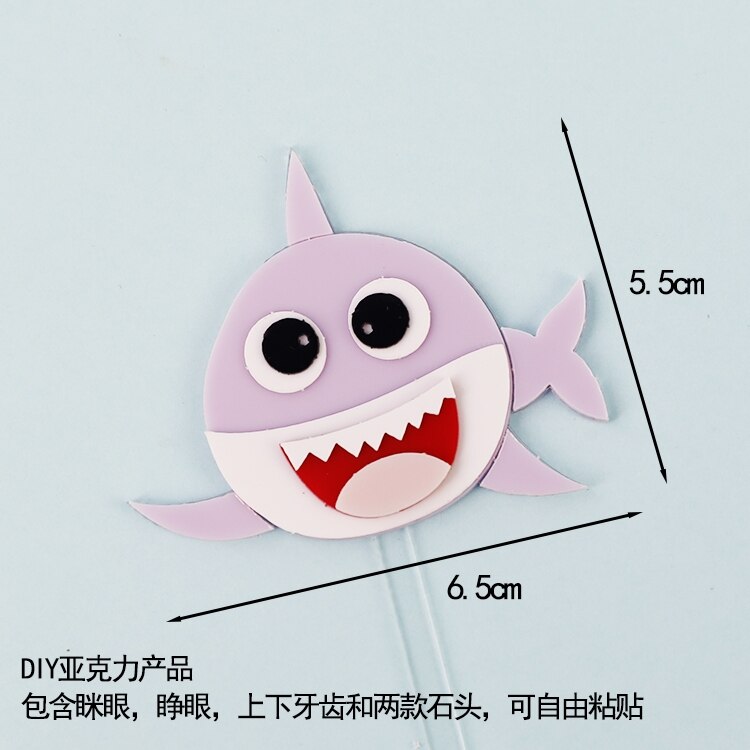 Cake Decoration Marine Animal Series Cute Shark Children's Gift Dessert Table Dress Toppers Happy Birthday 