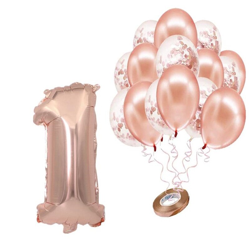 pcs/lot Rose Gold Number Foil Balloons Happy Birthday Baby Shower Kids st Party Decorations Balloon 