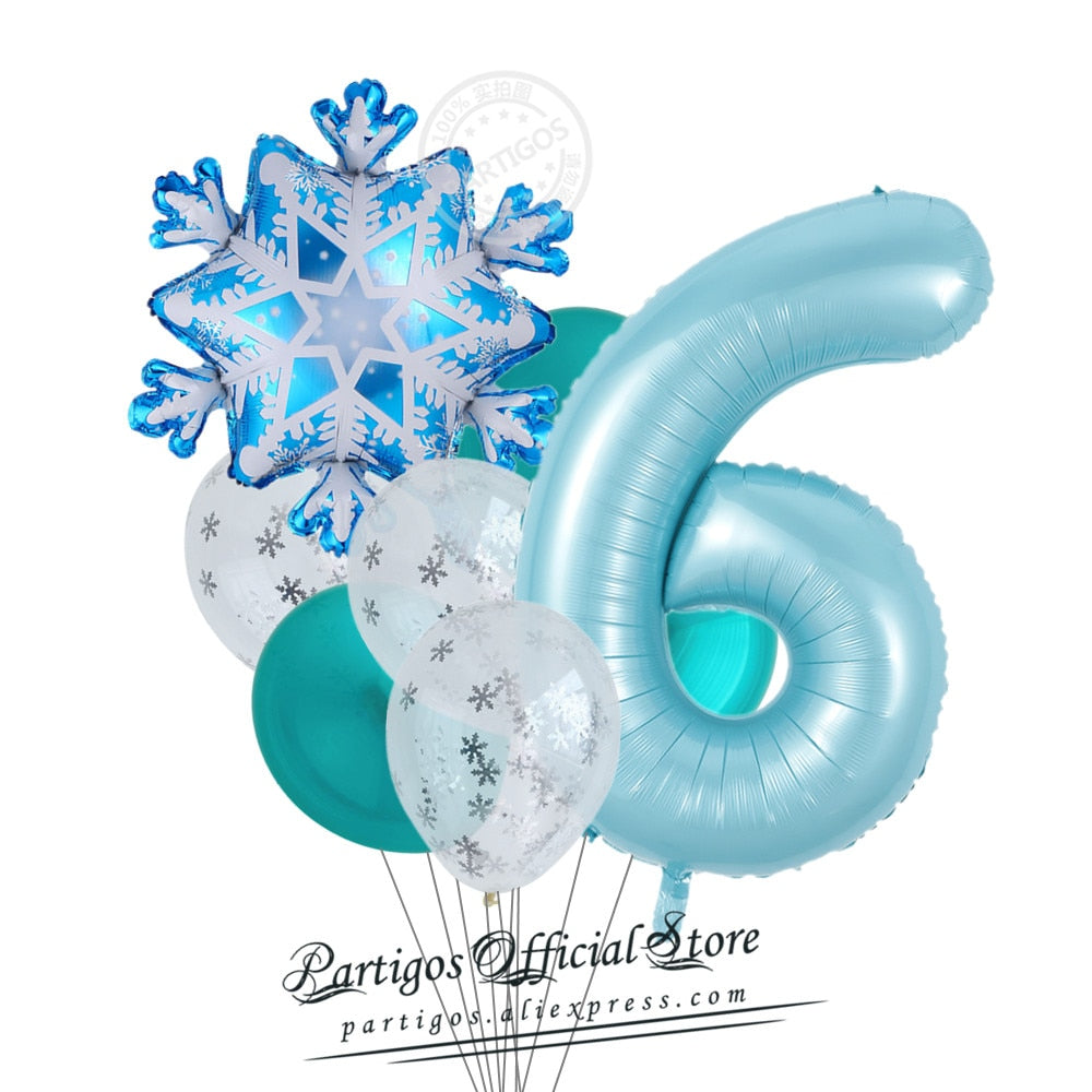 set Mix Snowflake Foil Balloons inch Ice blue number ballons Winter ice snow Party Birthday party Decoration Elsa Ballon 