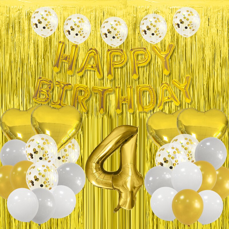 Happy Birthday Party Decorations Gold Latex Balloons Kit Foil Curtain Confetti st th 