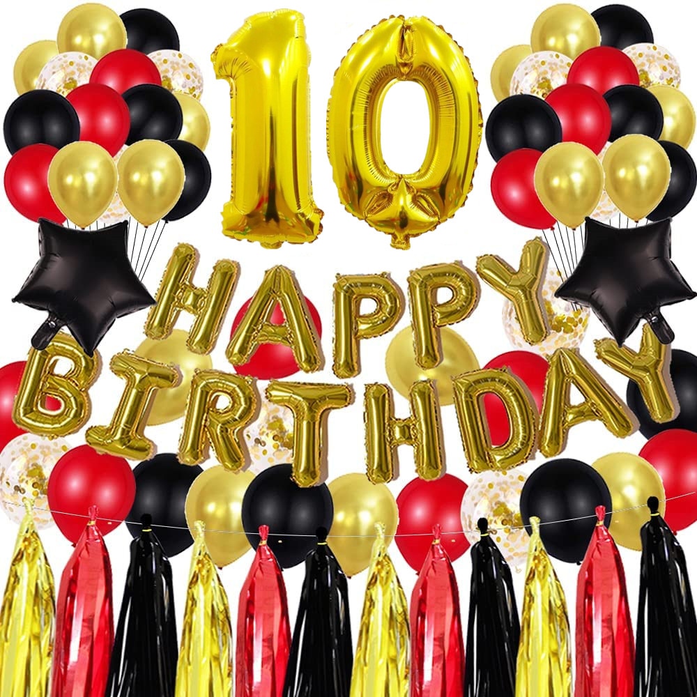 pcs Golden th Birthday Party Decorations inch Letter Balloons Banner Tassels Garland Number Latex Balloon 