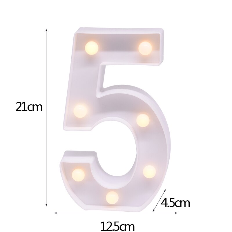 DIY LED Letter Numbers Night Light Wall Hanging Decoration Wedding Birthday Party Alphabet Digit Symbol Sign without Battery 