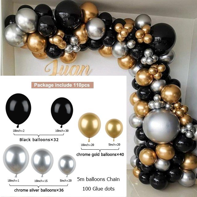 set White Gold Balloons Garland Arch Kit Dot Chrome Metallic Latex Ballon Wedding Birthday Party Decor Baby Shower Globos Inflatable Decorations