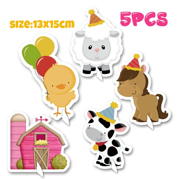 Farm Theme Party Cake Topper Animals Centerpiece Birthday Decorations Supplies Set 