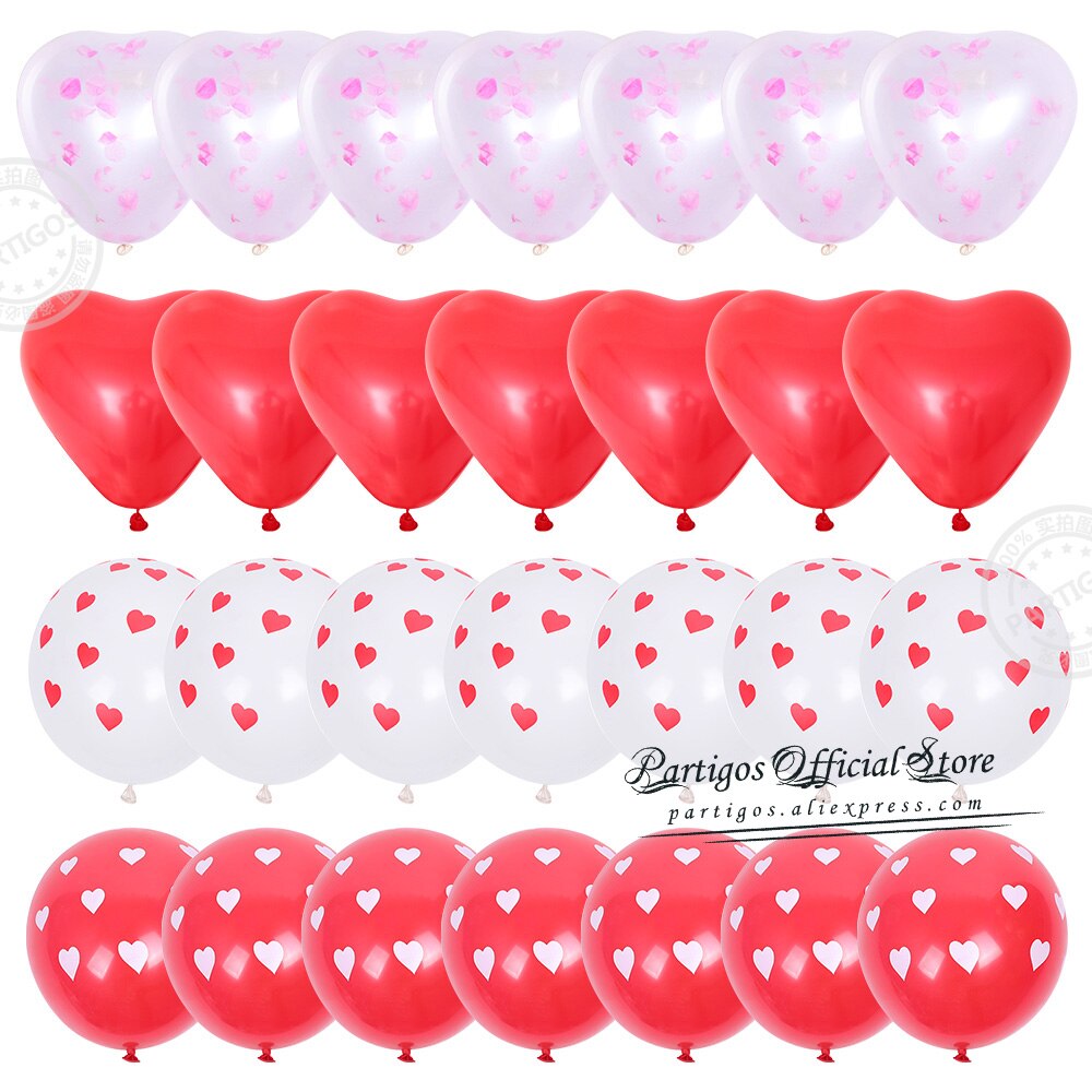 pcs Red Heart Shape Balloons Decorations Kit Wedding Decors Valentines Day Gifts Printed Latex confetti Globos helium 