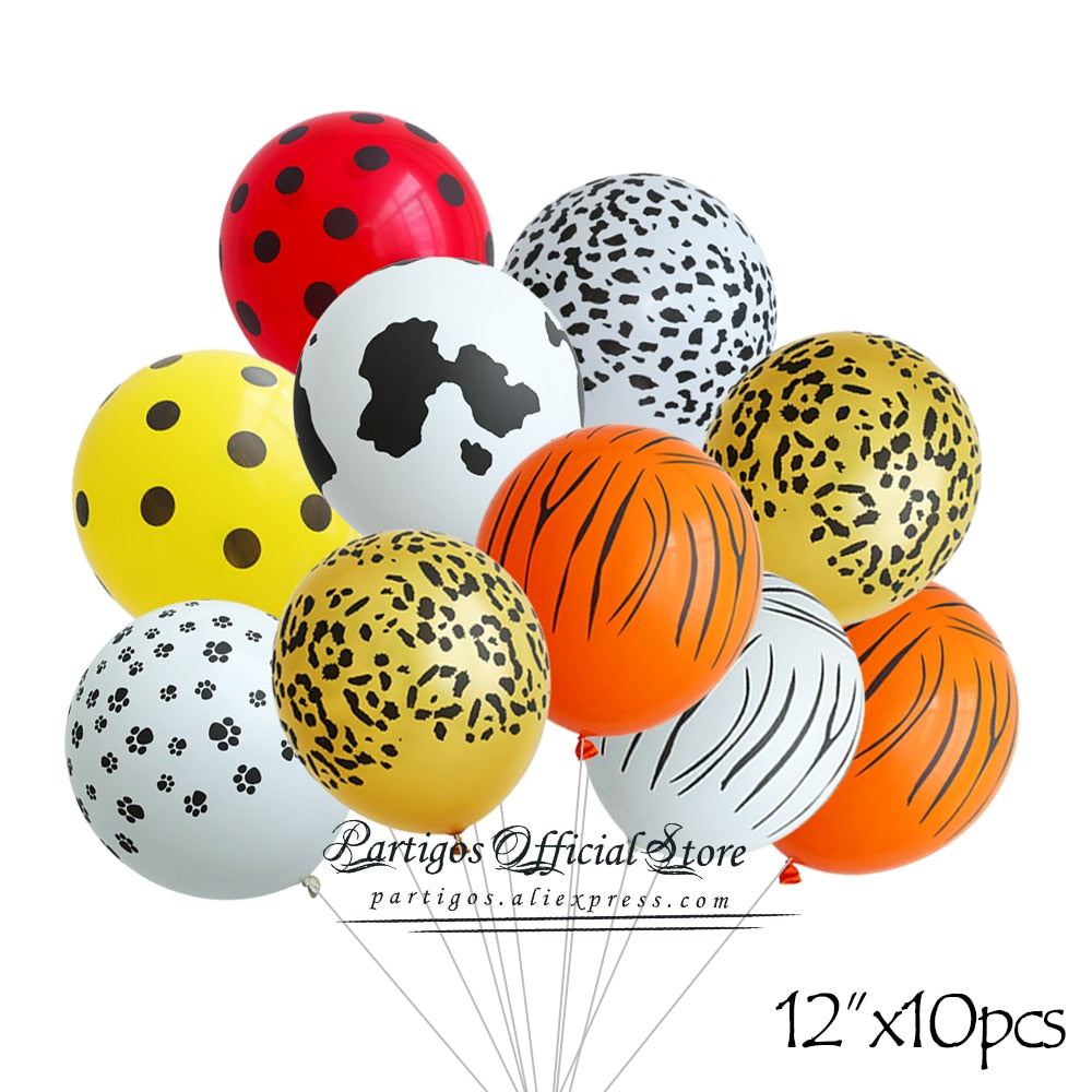 Pcs inch Jungle Animal Balloons Forest Safari Party Kids Boys Birthday Decors Giraffe Tiger Latex Helium Globos 