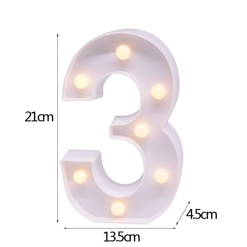 DIY LED Letter Numbers Night Light Wall Hanging Decoration Wedding Birthday Party Alphabet Digit Symbol Sign without Battery 