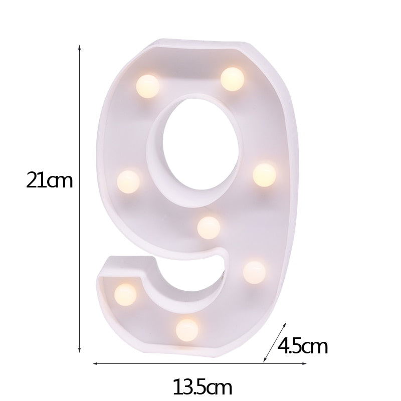 DIY LED Letter Numbers Night Light Wall Hanging Decoration Wedding Birthday Party Alphabet Digit Symbol Sign without Battery 