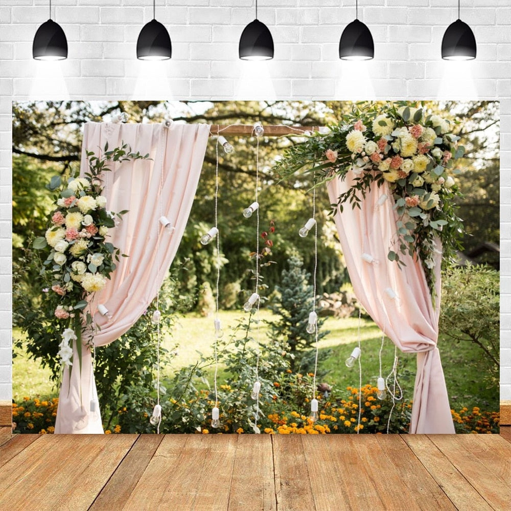 Wedding Scenes Floral Photography Backdrop Baby Birthday Bridal Shower Ceremony Decor Background Photo Shoot Banner Props 