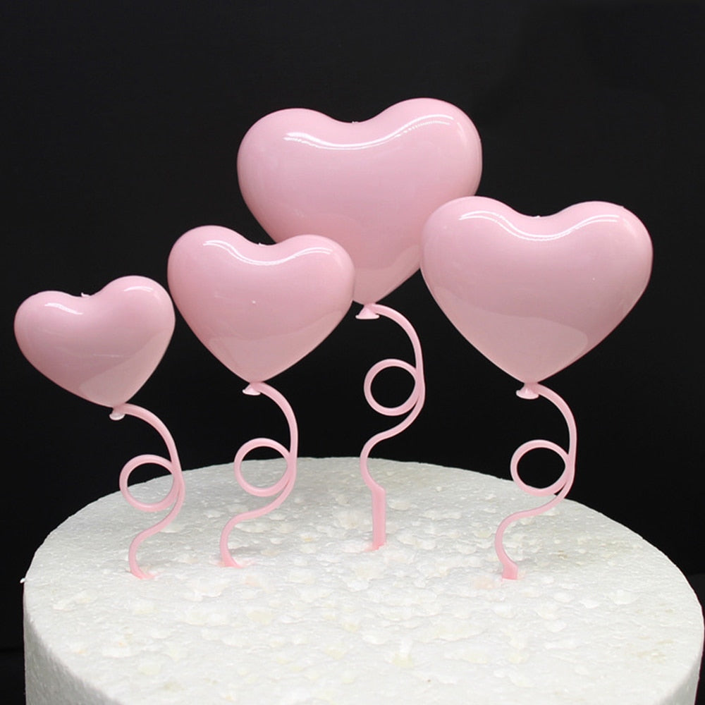 Pcs Mix Size Heart Balloons Cake Toppers Valentines Day Party Supplies Anniversary Wedding Decorations Red Ornaments 