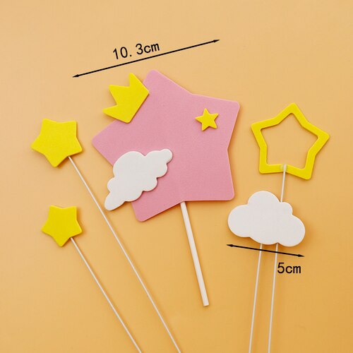 Stars Princesses Princes Rainbow Birthday Cupcake Topper Supplies Decorations Pink Girl Wedding Resin Cake 