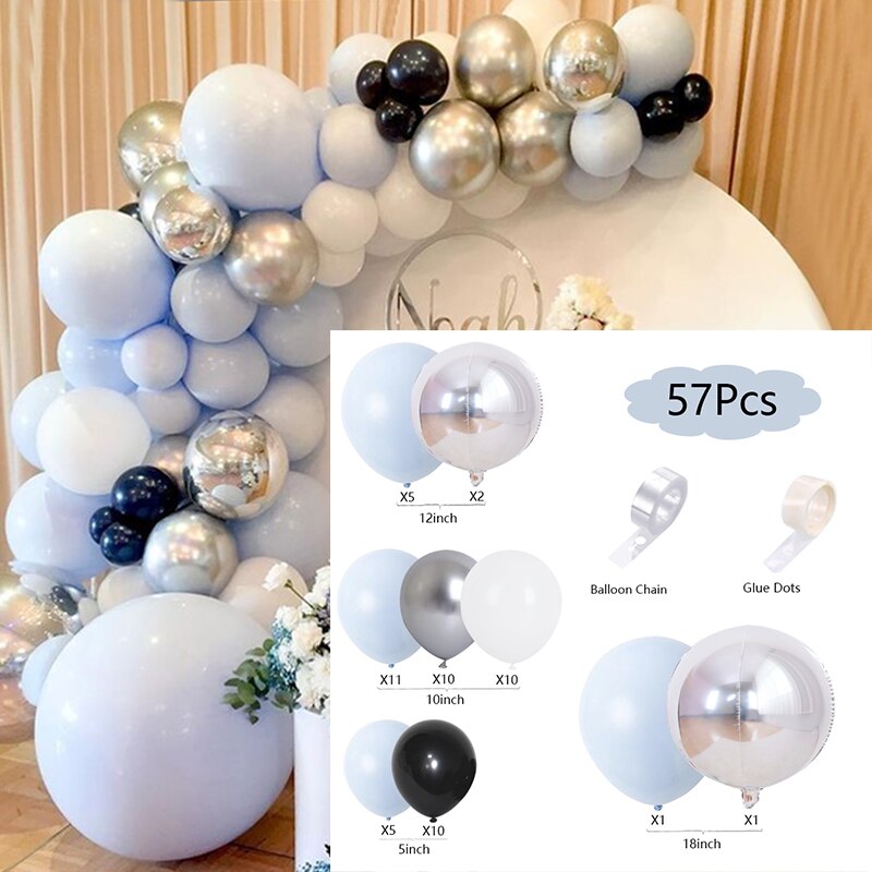 Balloons Arch Set Blue White Metal Balloon Garland Baby Shower Baptism Happy Birthday Party Wedding Decoration Inflatable Decorations