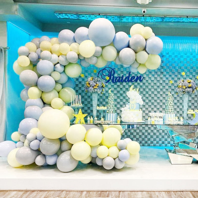 Balloons Arch Set Yellow Blue Gray Balloon Garland Baby Baptism Shower Adult Child Birthday Party Wedding Decoration Inflatable Decorations