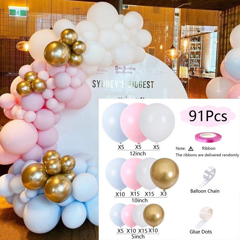 Balloons Arch Set Blue White Pink Gold Balloon Garland Adult Child Birthday Party Wedding Baby Baptism Shower Decoration Inflatable Decorations