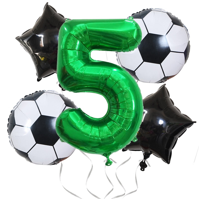 Football Balloons Birthday Party Decorations Foil Globos Kids Boy Cup Number Balloon Ball Soccer Sports Supplies 