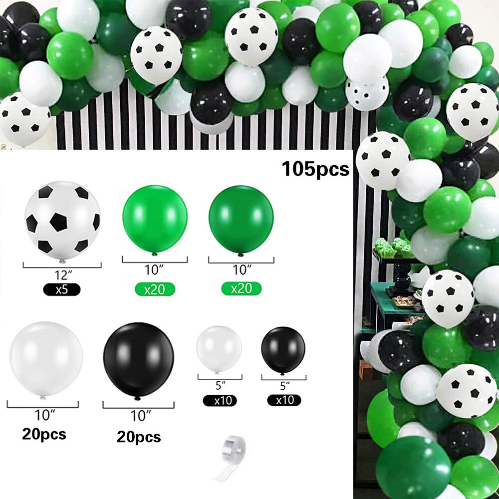 Soccer Balloons Arch Garland Kit Black Green White Large Foil Balloon Football Theme Kids Birthday Party Decor Inflatable Decorations