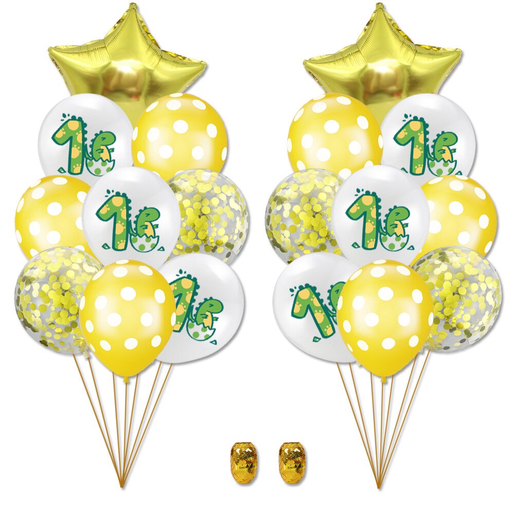 st Birthday Party Decoration Balloon Set Dinosaur Egg Printed Star Foil Boys Girls One Years Old 