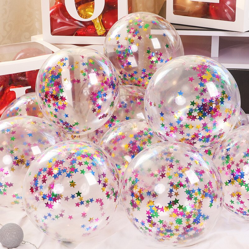 pcs Transparent Gold Star Round Confetti Latex Balloons Baby Shower Birthday Party Valentine's Day Wedding Decoration Globos 