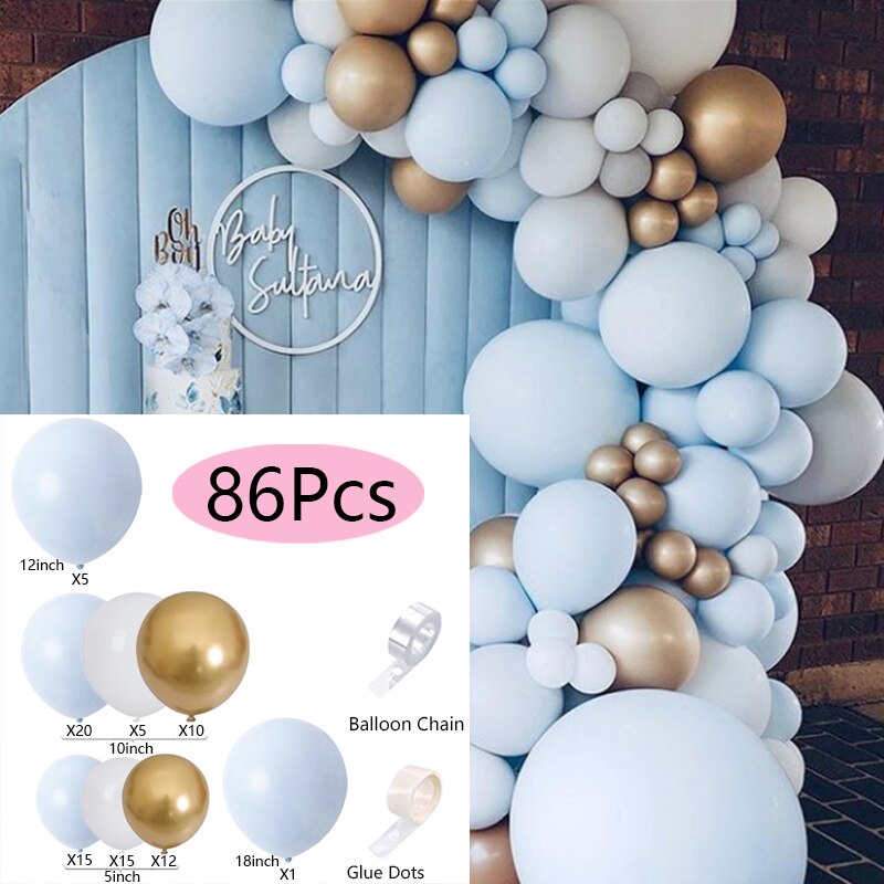 Macaron Balloons Arch Set Blue White Gold Balloon Garland Birthday Party Baby Baptism Shower Wedding Decoration Inflatable Decorations