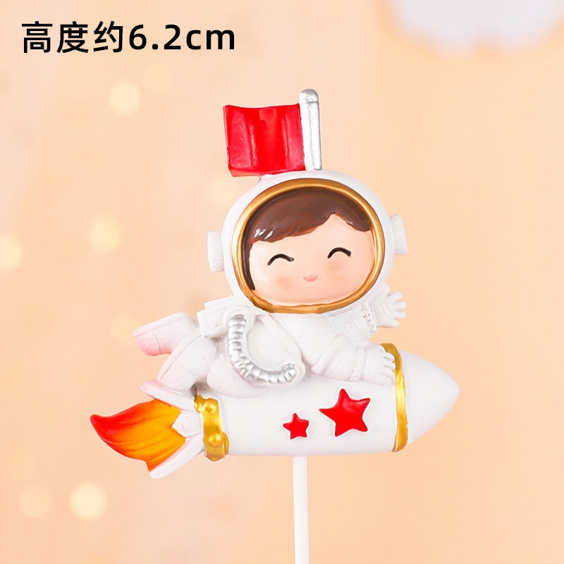 Astronaut Cake Topper Space Universe Planet Series Toppers Outer Birthday Party Dessert Props Festive Decoration 