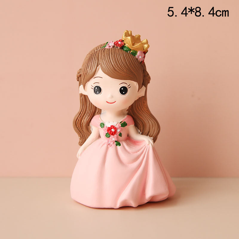 Prince Princess Wedding Cake Topper Resin Cartoon Toy Ornaments Decoration Girl Birthday Party Baking Cakes Exquisite Gifts 