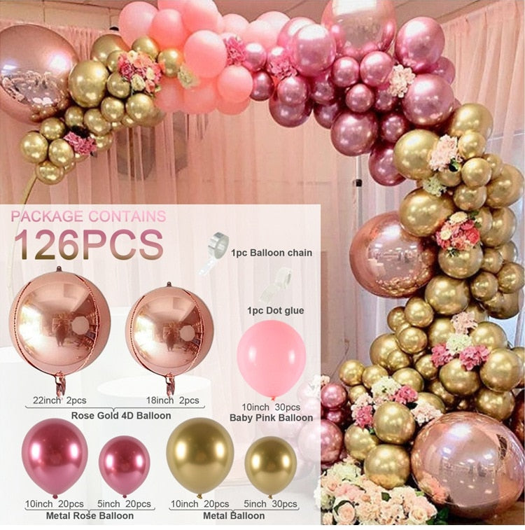 Macaron Pink Balloon Garland Arch Kit Wedding Birthday Party Decoration Kids Globos Rose Gold Confetti Latex Ballon Baby Shower Inflatable Decorations