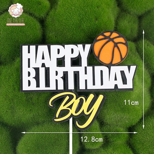 Basketball Theme Happy Birthday Cupcake Topper Cute Sport Fans Cake Boys Party Dessert Decorations Gift 