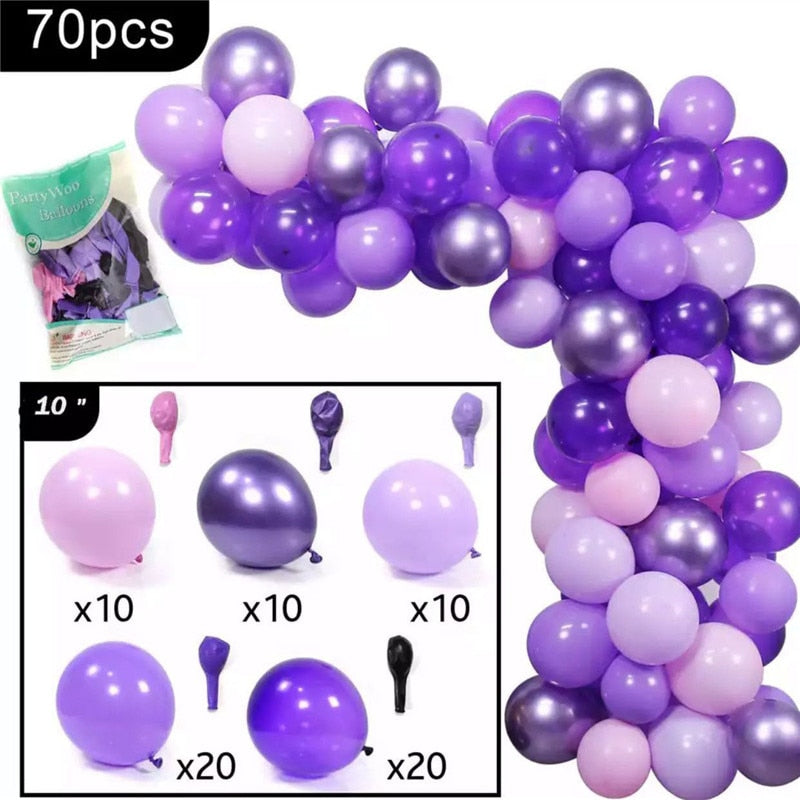 Purple Balloons Garland Arch Kit Light Purple White Gold Confetti Ballons Arch Chain For Girls Birthday Wedding Party Decor PartyDecorHQ