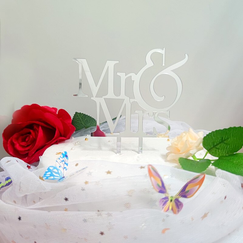 Acrylic Wedding Cake Toppers Golden Mrs Mrs. Engagement Baking Cakes Ceremony Decorations Supplies 