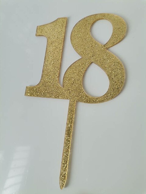 Gold Number Happy Birthday Cake Topper Cupcake Wedding Party Decoration 