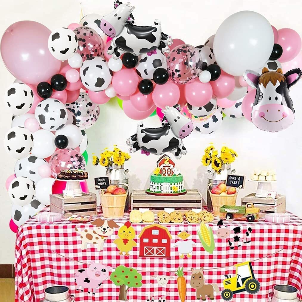 Cow Theme Birthday Decoration Latex Balloon Set Foil Balloons Boy Girl Baby Shower Party Supplies 