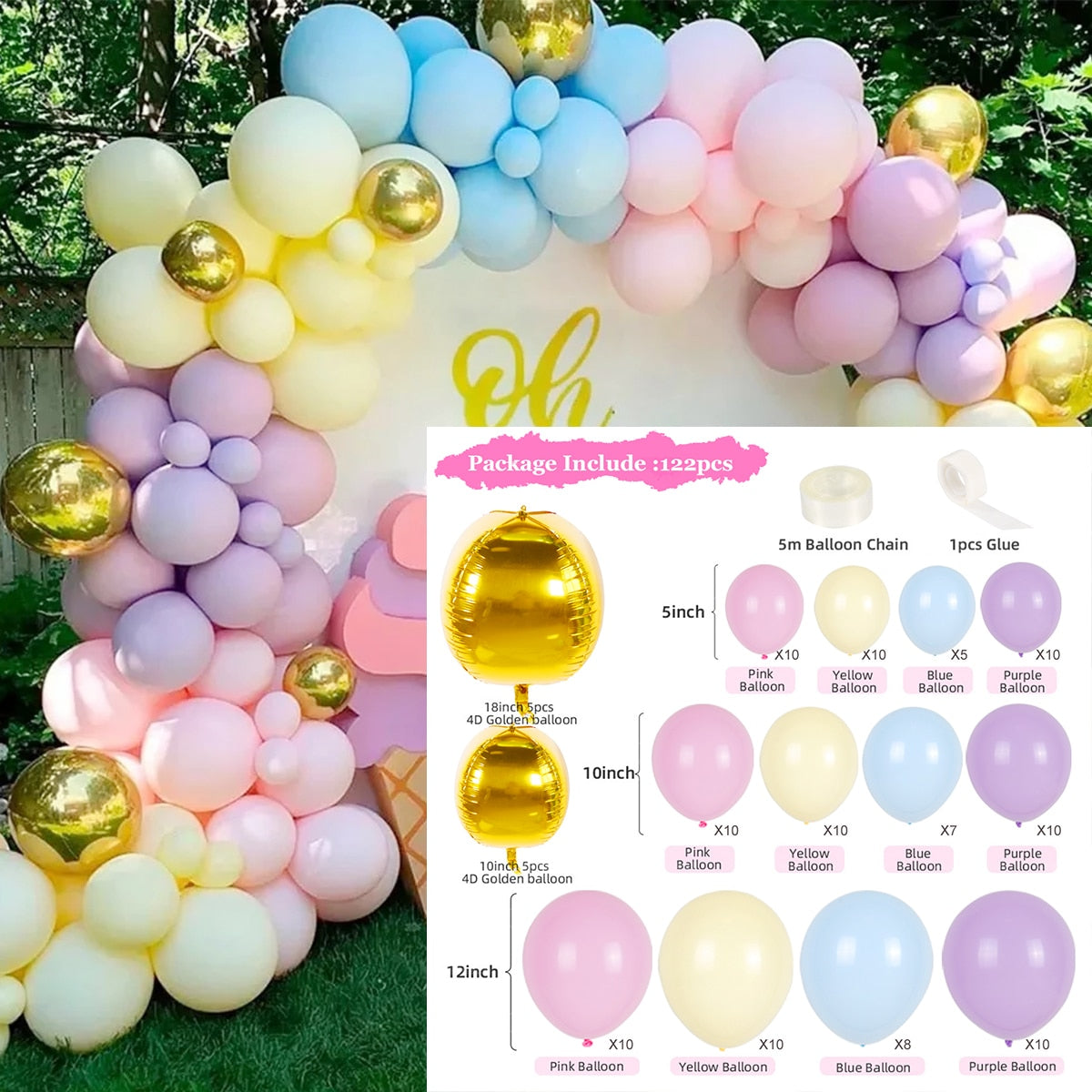 Pastel Balloon Garland Arch Kit Birthday Party Decorations Kids Boy Girl Latex Baloon Wedding Baby Shower Theme Ballon Decor Inflatable