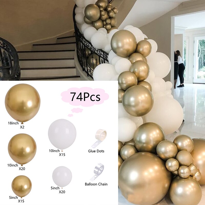 Balloons Arch Set White Golden Balloon Garland Wedding Baby Baptism Shower Birthday Theme Party Anniversary Decoration Inflatable Decorations