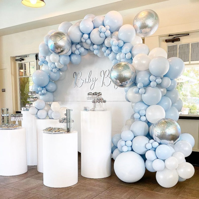 Pcs Balloons Arch Set Blue White Silver Balloon Garland Wedding Baby Baptism Shower Birthday Theme Party Decoration Inflatable Decorations