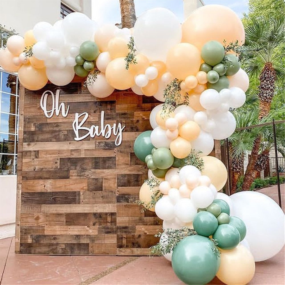 Pcs Retro Bean Avocado Green Latex Balloon Garland Kit Arch Kids Birthday Wedding Decorations Home Decors Jungle Party Globos Inflatable