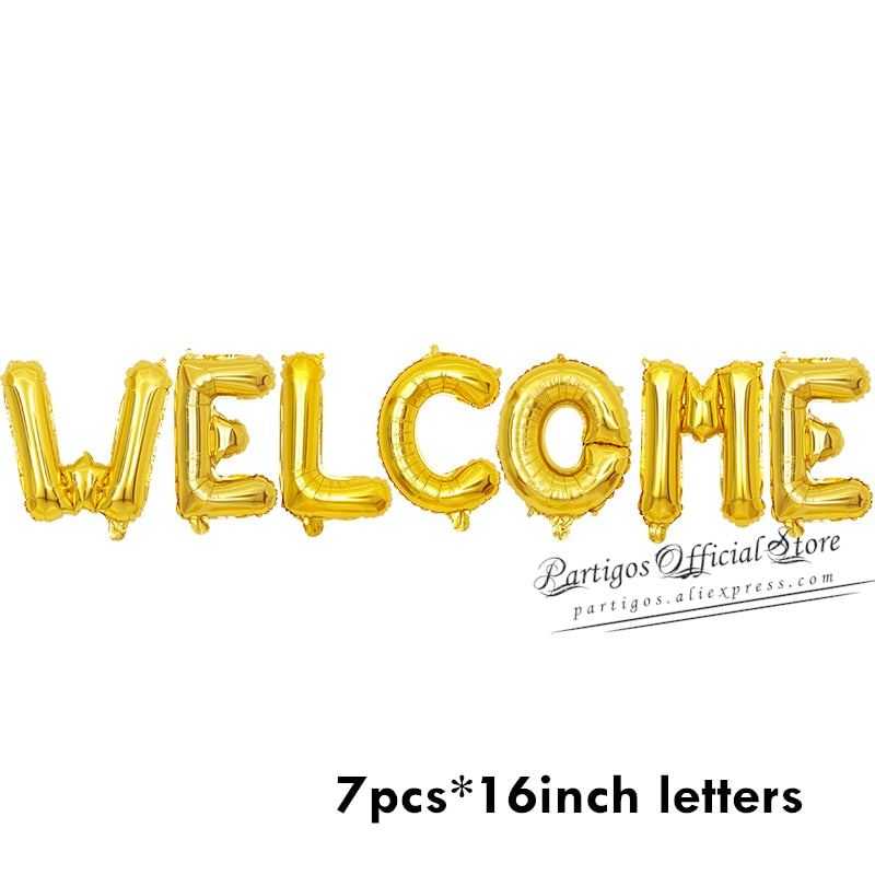 set inch Rose Gold Welcome Home Letter Foil Balloons Back Event Party supplies Inflatable Air globals Decor 