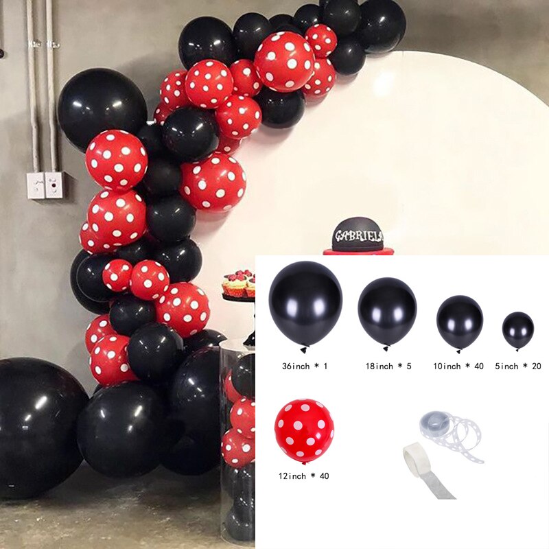 pcs Black Red Spots Latex Balloon Garland Arch Kit Boy Girl Baby Shower Party Supplies Birthday Decoration Inflatable Decorations